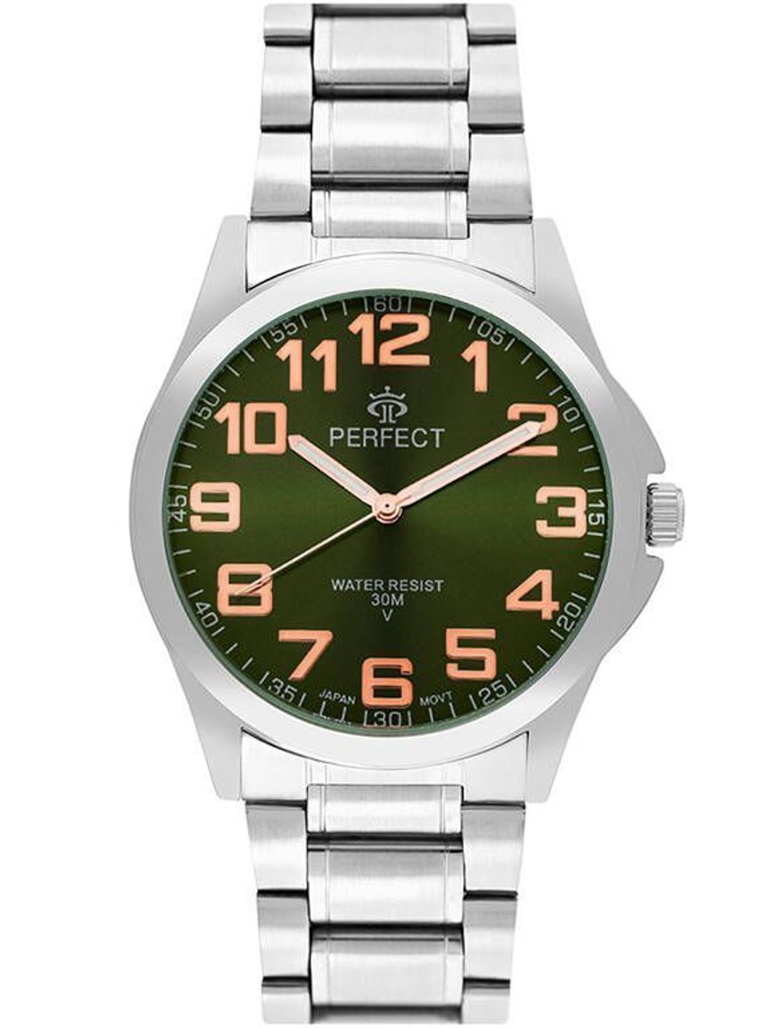Zegarek męski Perfect P012-06 na srebrnej bransolecie. Męski zegarek klasyczny. Męski zegarek na bransolecie. Zegarek z czytelną tarczą. Męski zegarek na prezent. Zegarek Perfect dla mężczyzny  (2).jpg