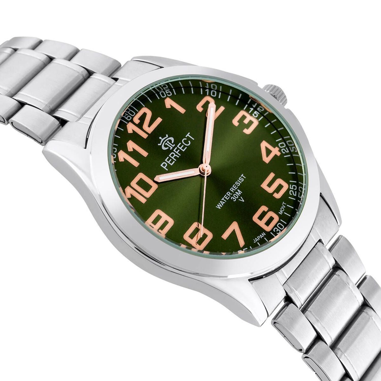 Zegarek męski Perfect P012-06 na srebrnej bransolecie. Męski zegarek klasyczny. Męski zegarek na bransolecie. Zegarek z czytelną tarczą. Męski zegarek na prezent. Zegarek Perfect dla mężczyzny  (2).jpg