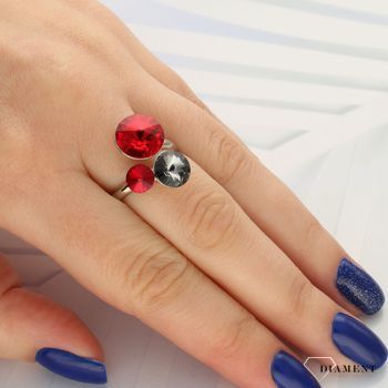 Pierścionek Srebrny Swarovski Lollipop z kryształami Swarovskiego Czerwony i ciemny P11223LSISN (2).jpg