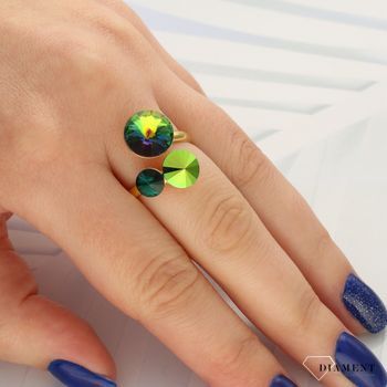 Pierścionek Srebrny Swarovski Lollipop z kryształami Swarovskiego Szmaragd P11223VMSG (2).jpg
