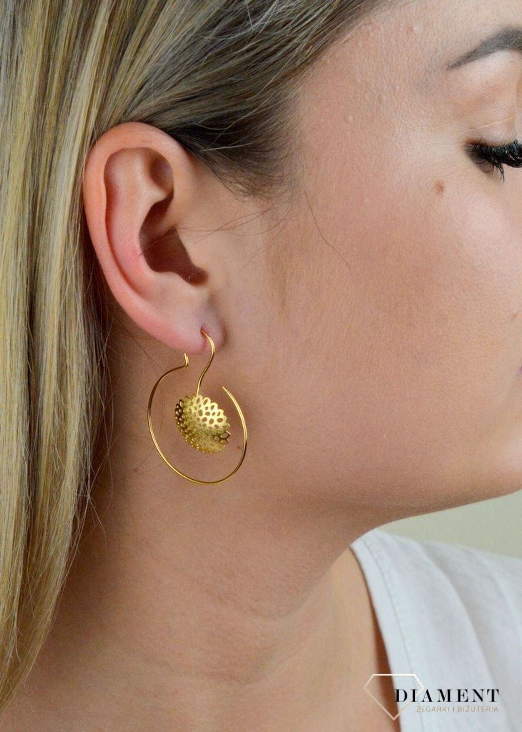 Kolczyki Karpiński w kolorze złotym  P14713Au.jpg