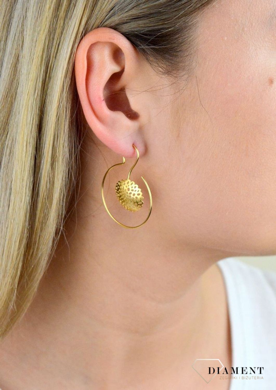 Kolczyki Karpiński w kolorze złotym  P14713Au.jpg