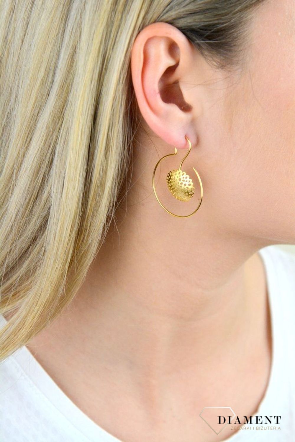 Kolczyki Karpiński w kolorze złotym  P14713Au.jpg