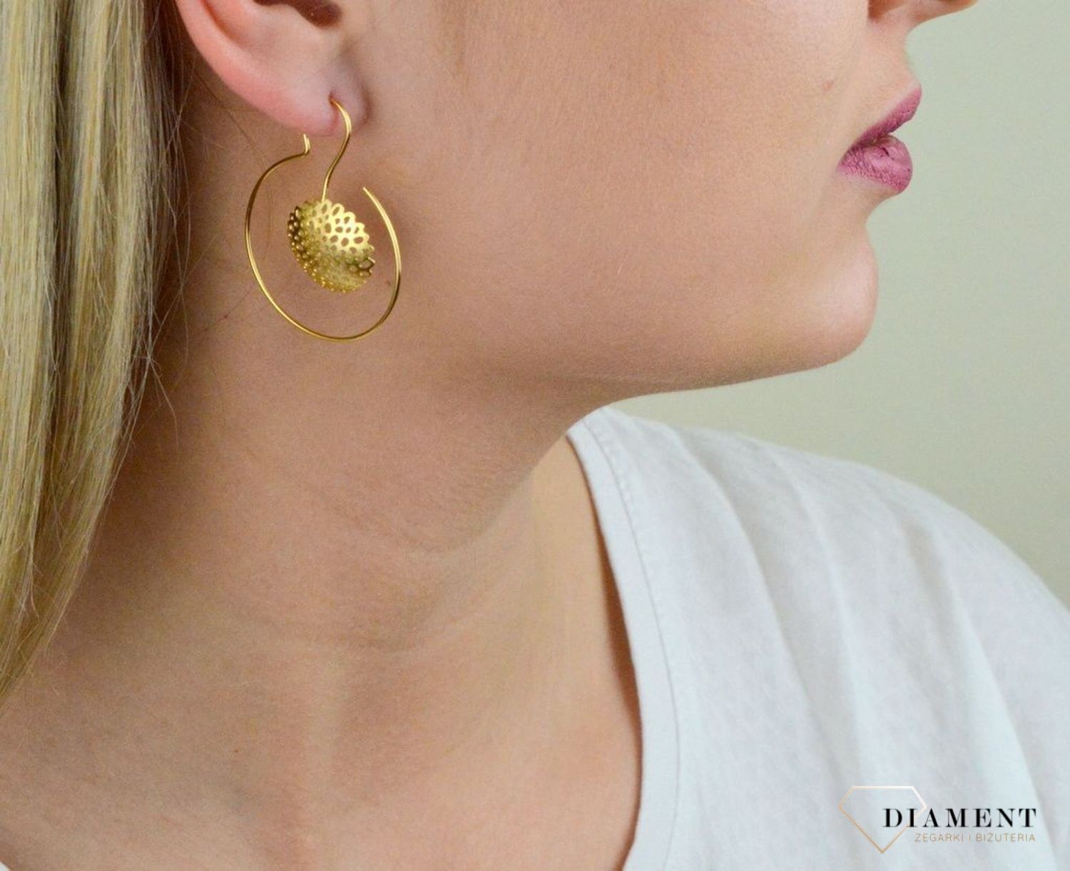 Kolczyki Karpiński w kolorze złotym  P14713Au.jpg