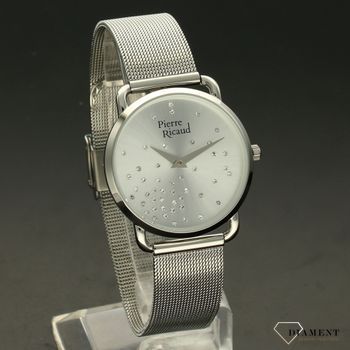Zegarek damski na srebrnej bransolecie z kryształkami na tarczy P21066 (1).jpg