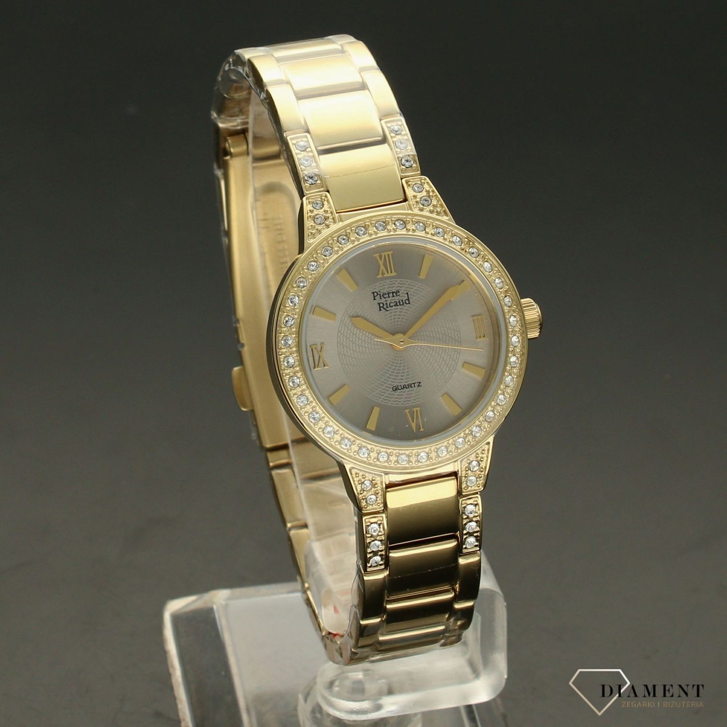 Zegarek damski Pierre Ricaud 'złoty blask z cyrkonią' P21074.1167QZ.jpg
