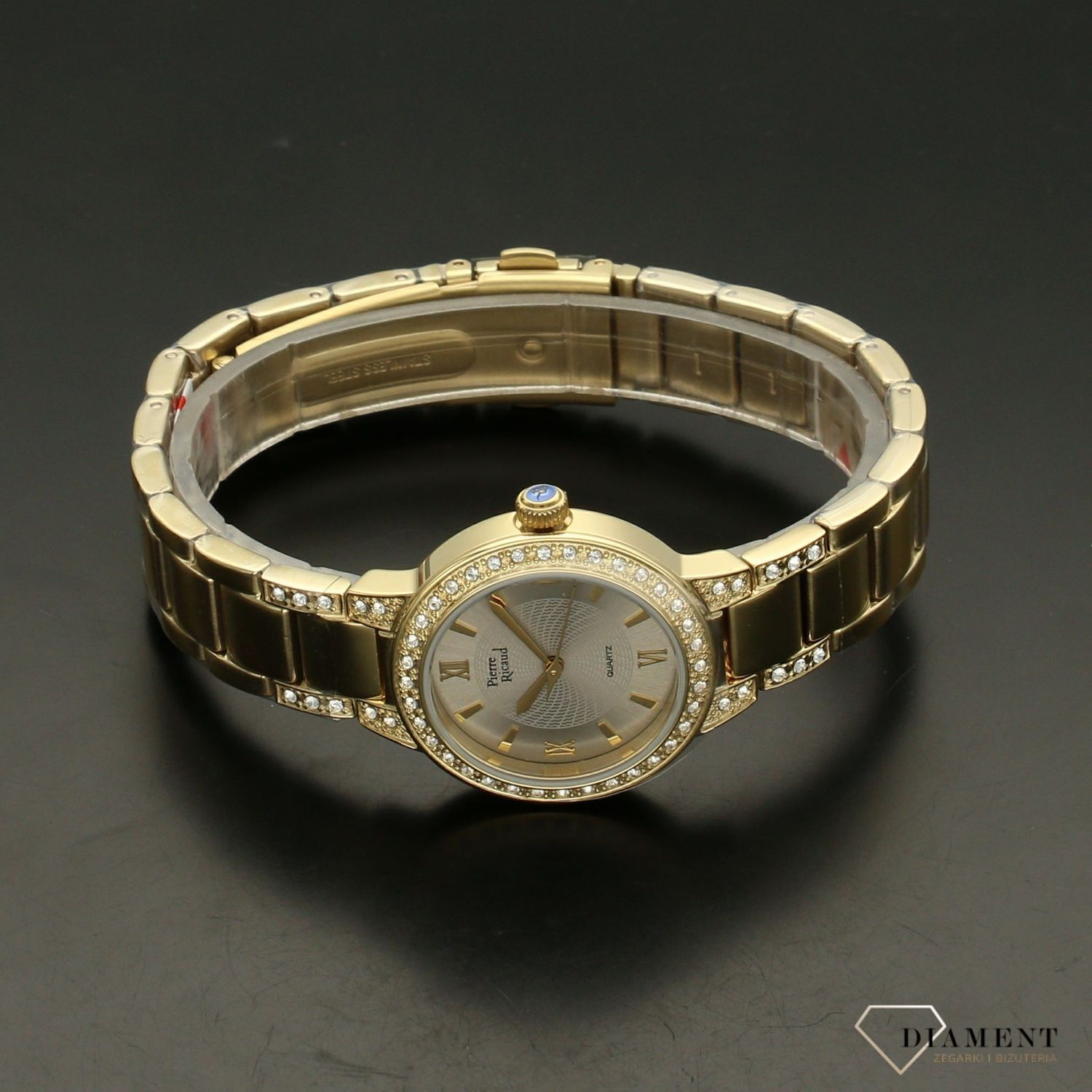 Zegarek damski Pierre Ricaud 'złoty blask z cyrkonią' P21074.1167QZ.jpg