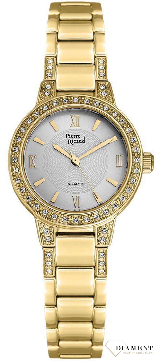 Zegarek damski Pierre Ricaud 'złoty blask z cyrkonią' P21074.1167QZ.jpg