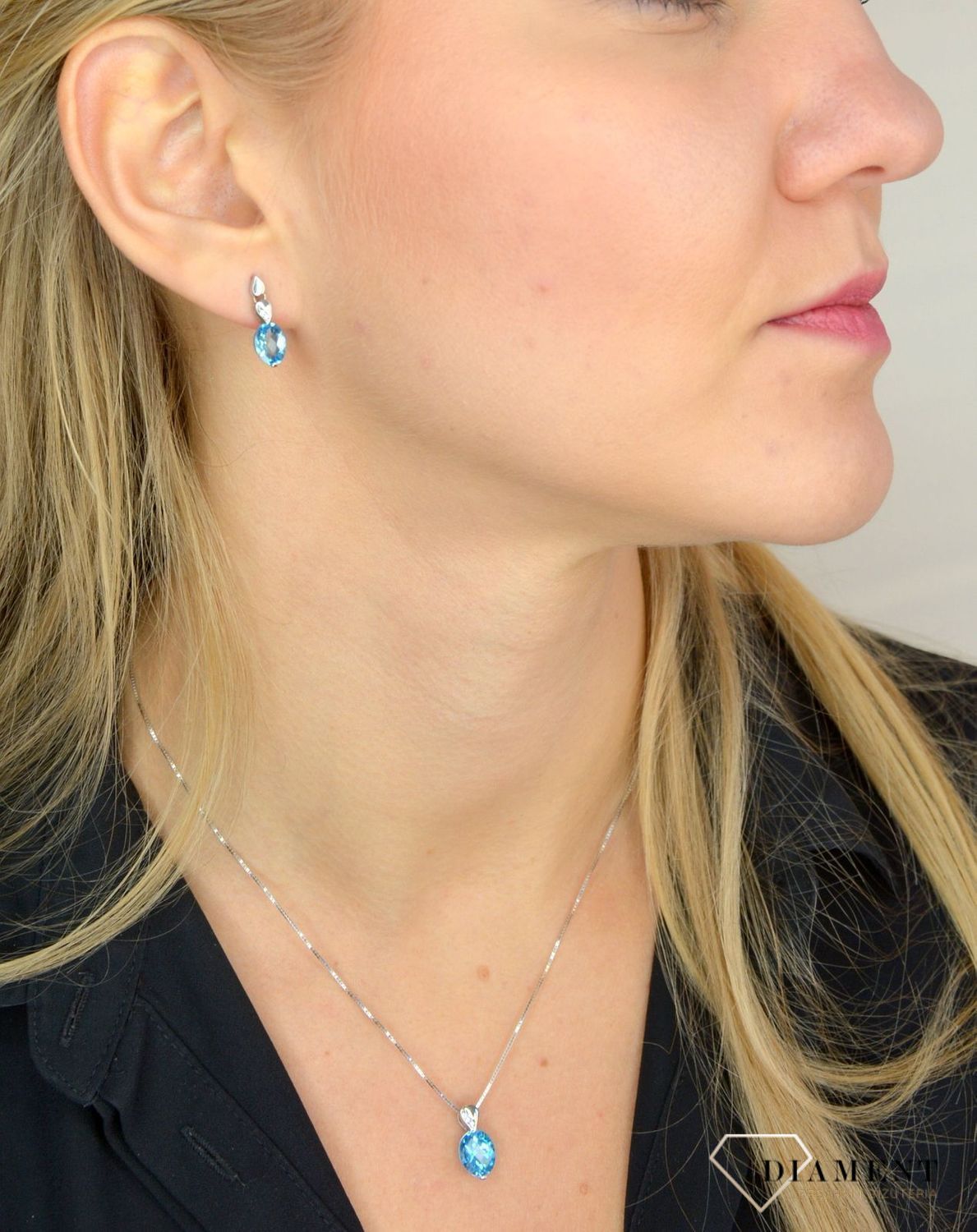 Złoty naszyjnik DIAMENT 585 białe złoto, topaz P2127WC-10.jpg