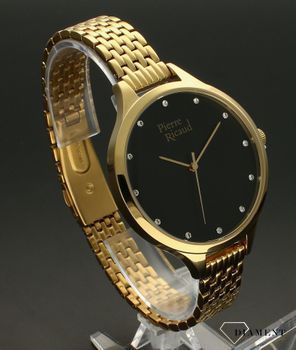 Zegarek damski na złotej bransolecie z czarną tarczą Pierre Ricaud P22002 (2).jpg