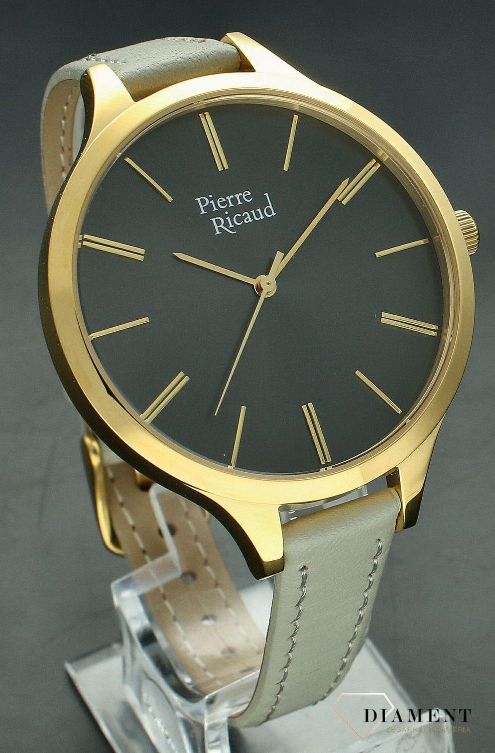 Zegarek damski Pierre Ricaud Classic na szarym pasku P22002.1V17Q1. Zegarek damski Pierre Ricaud. Zegarek damski na szarym pasku. Zegarek damski klasyczny z czarną tarczą. Zegarek damski na prezent..jpg