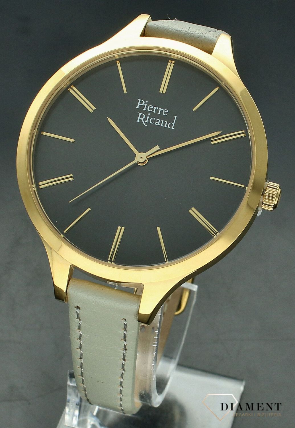 Zegarek damski Pierre Ricaud Classic na szarym pasku P22002.1V17Q1. Zegarek damski Pierre Ricaud. Zegarek damski na szarym pasku. Zegarek damski klasyczny z czarną tarczą. Zegarek damski na prezent..jpg