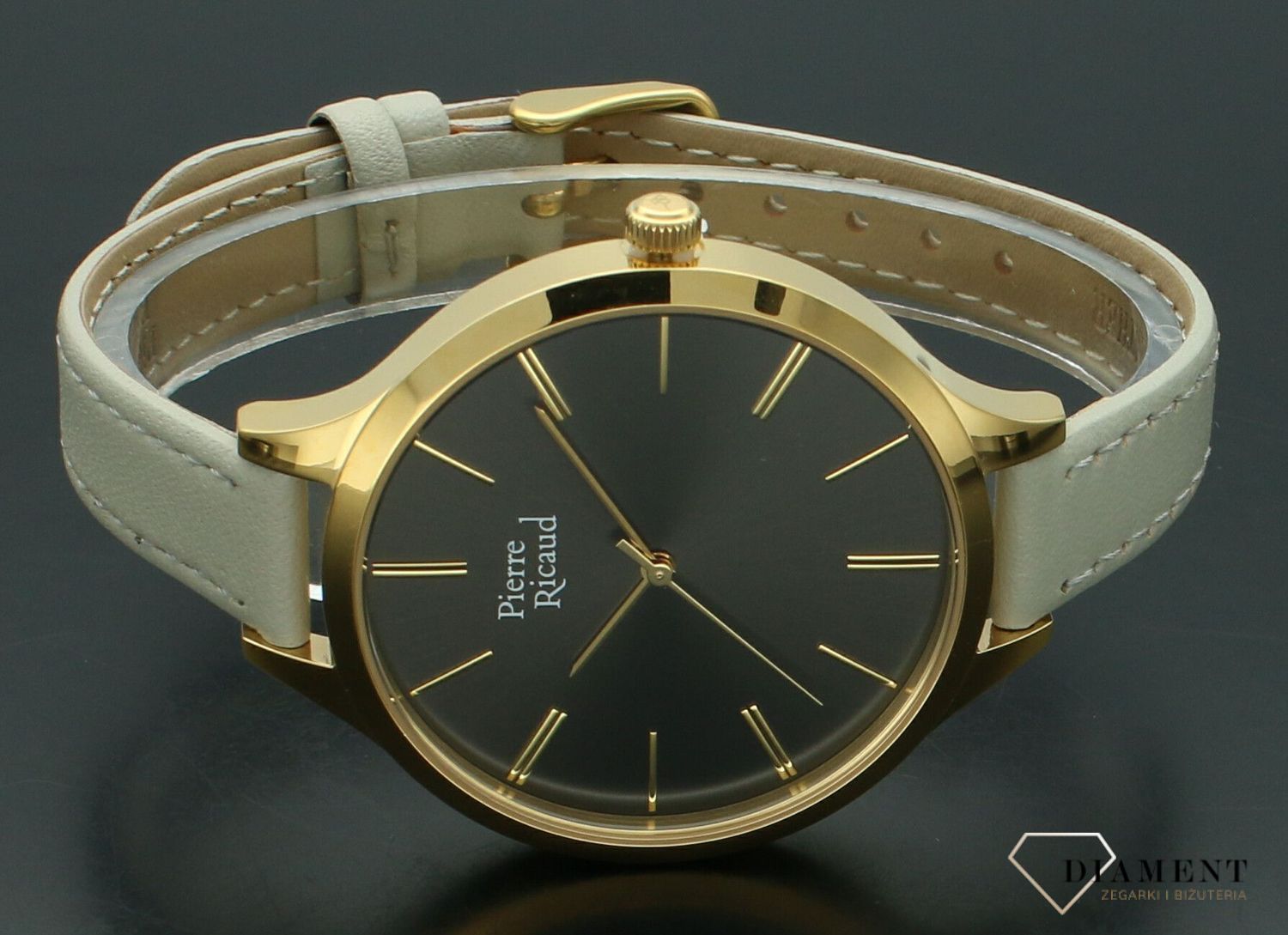 Zegarek damski Pierre Ricaud Classic na szarym pasku P22002.1V17Q1. Zegarek damski Pierre Ricaud. Zegarek damski na szarym pasku. Zegarek damski klasyczny z czarną tarczą. Zegarek damski na prezent..jpg