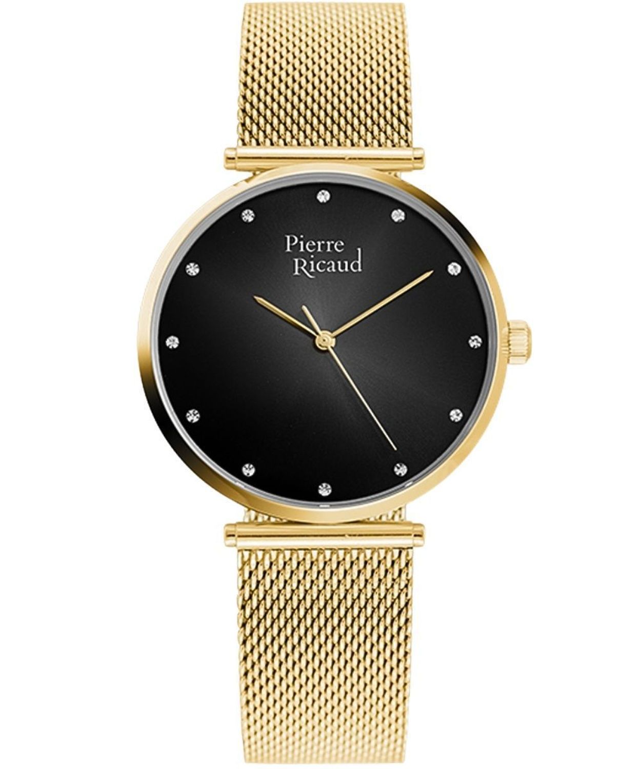 Zegarek damski Pierre Ricaud P22035.1144Q – srebrna bransoleta, czarna tarcza z cyrkoniami pierre damski black.jpg