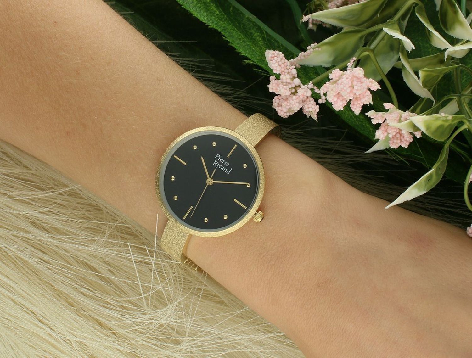 Zegarek Damski Pierre Ricaud P22037.1194Q Biżuteryjny Złoty Brokat Cyrkonie.jpg