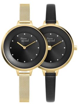 Zegarek damski Pierre Ricaud P22039.1144Q-SET – elegancki model z mechanizmem kwarcowym, czarną tarczą, złotą kopertą i paskiem ze skóry naturalnej. Idealny na co dzień i jako prezent.15.jpg