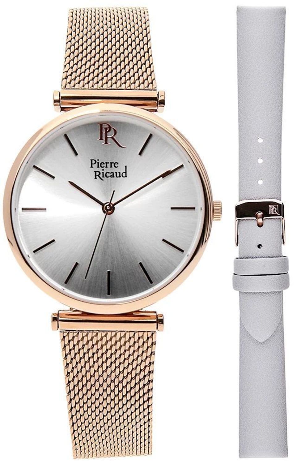 Zegarek damski Pierre Ricaud P22044.91R3Q zestaw z dodatkowym paskiem. Zegarek damski Pierre Ricaud na bransolecie. Zegarek damski zestaw prezentowy. Zegarek z paskiem skórzanym. Elegancki zegarek damski na prezent..jpg