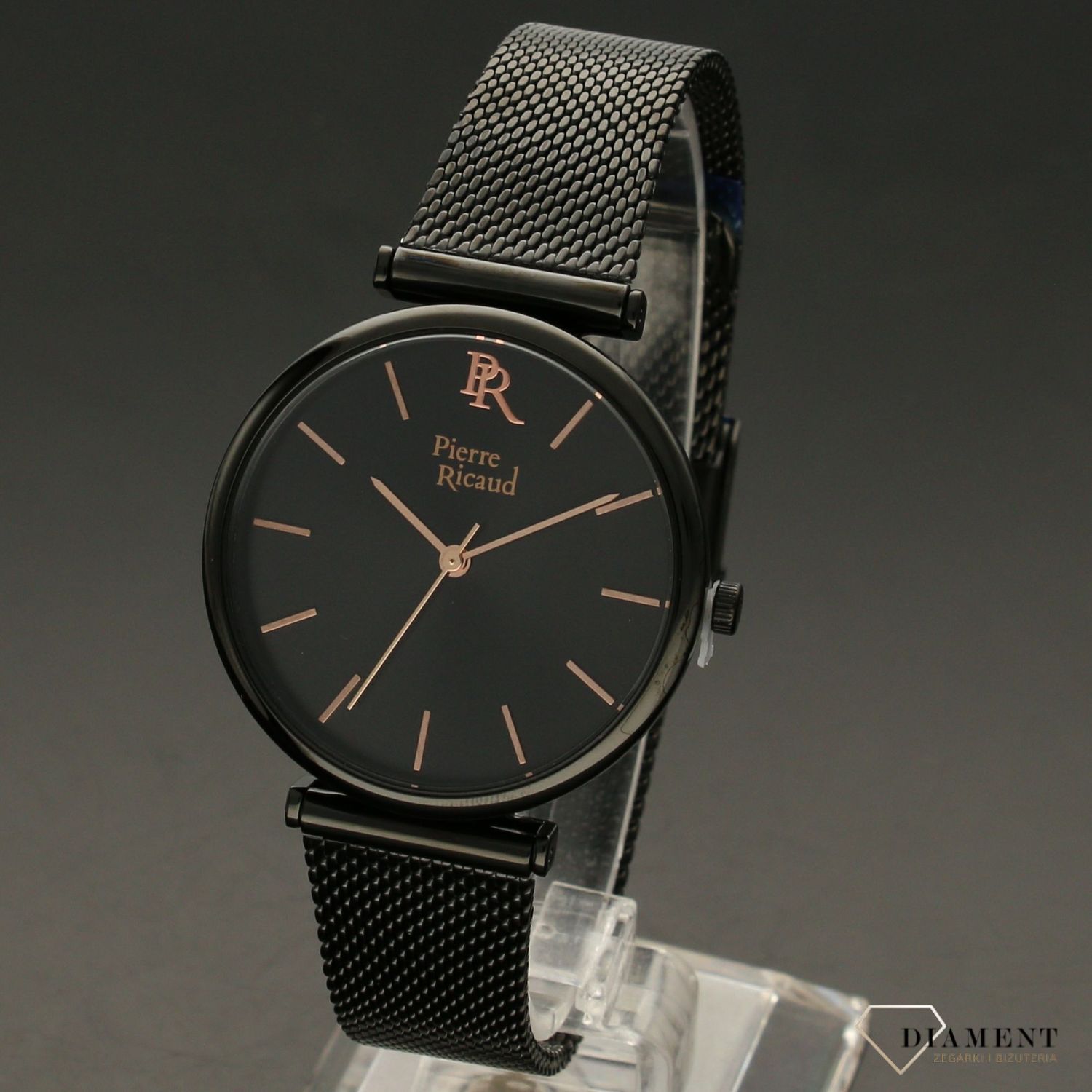 Modny zegarek damski w kolorze czarnym. Zegarek damski Set z dołączonym paskiem skórzanym w kolorze czarnym. Idealny pomysł na prezent (1).jpg