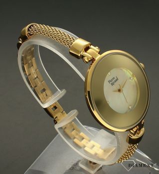 Zegarek damski na bransolecie biżuteryjnej Pierre Ricaud P22048.114SQT.  Mechanizm japoński mieści się w stalowej, wytrzymałej, pozłacanej kopercie w kolorze złota. Wykorzystanie wysokiej jakości stali w bransolecie gwarantu (3).jpg