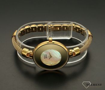 Zegarek damski na bransolecie biżuteryjnej Pierre Ricaud P22048.114SQT.  Mechanizm japoński mieści się w stalowej, wytrzymałej, pozłacanej kopercie w kolorze złota. Wykorzystanie wysokiej jakości stali w bransolecie gwarantu (5).jpg
