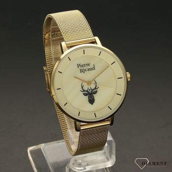 Zegarek damski pozłacany na bransolecie z jeleniem P22056 (1).jpg