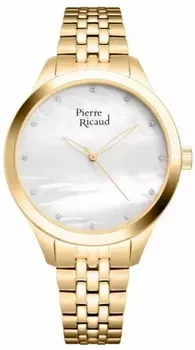 Zegarek damski Pierre Ricaud PP22063.114FQ na złotej bransolecie wykonany ze stali szlachetnej z mechanizmem kwarcowym, zasilanym za pomocą baterii. Posiada bardzo wysoką dokładność mierzenia czasu..webp