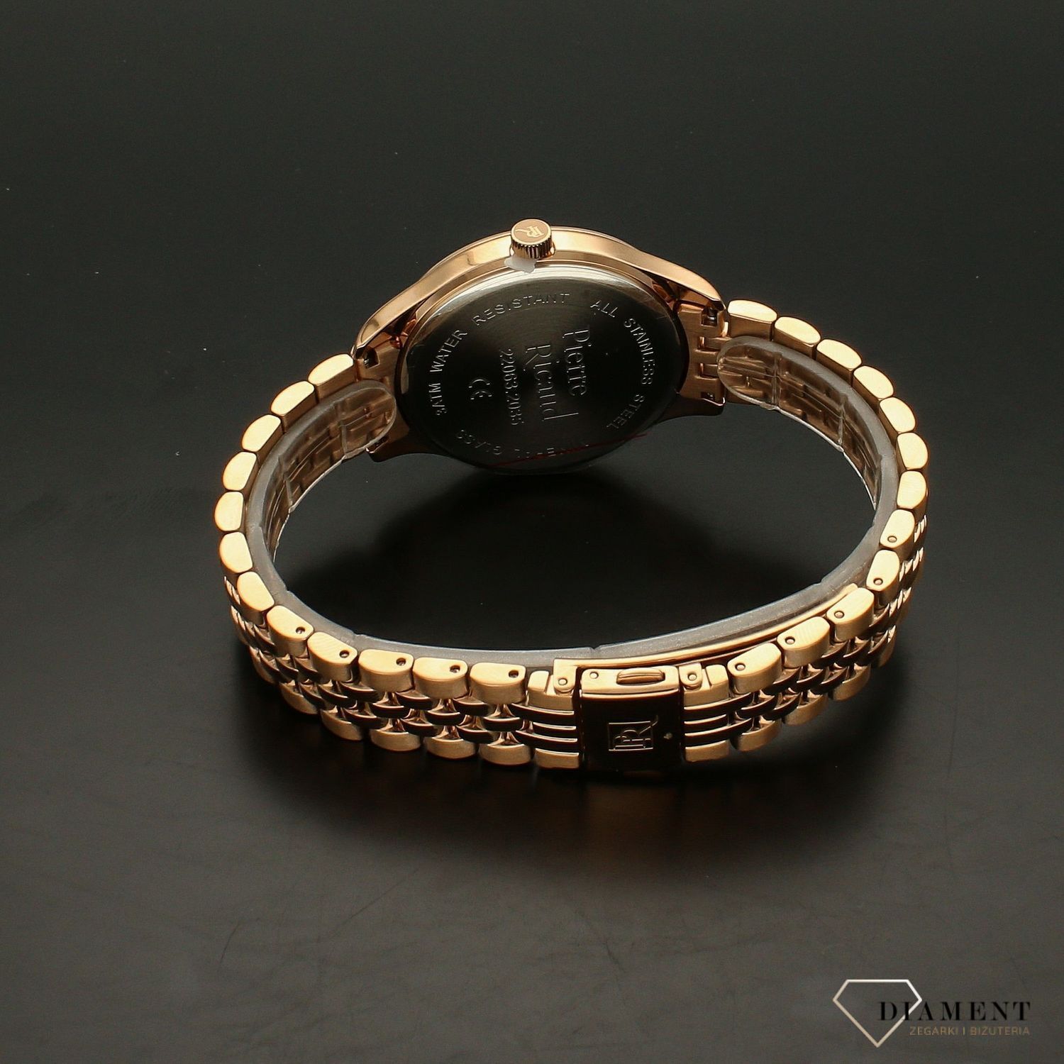 Zegarek damski Pierre Ricaud P22063.R14FQ na złotej bransolecie wykonany ze stali szlachetnej z mechanizmem kwarcowym, zasilanym za pomocą baterii..webp