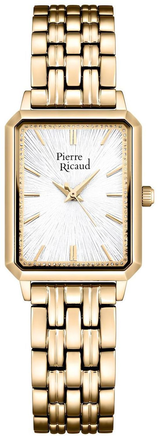 Zegarek damski prostokątny Pierre Ricaud P22068.1113Q. Damski zegarek prostokątny. Zegarek damski Pierre Ricaud. Zegarek damski prostokątny. Zegarek na złotej bransolecie..jpg