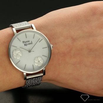 Zegarek damski Pierre Ricaud na srebrnej bransoecie z perłowymi kwiatami P22105 (5).jpg