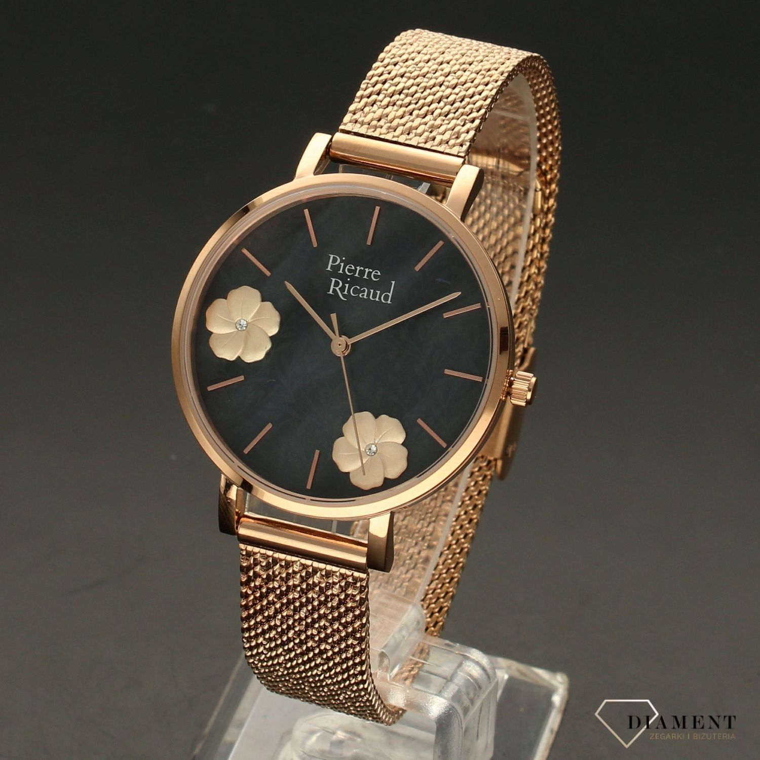Zegarek damski Pierre Ricaud 'grafitowa tarcza z kwiatem' P22105.9114Q.jpg