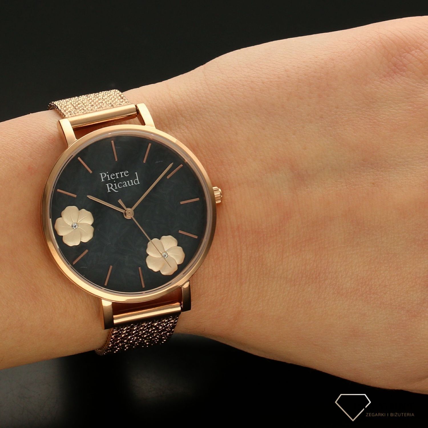 Zegarek damski Pierre Ricaud 'grafitowa tarcza z kwiatem' P22105.9114Q.jpg