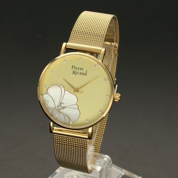 Zegarek damski złoty na bransolecie Pierre Ricaud ' Perłowy kwiat' P22107 (2).jpg