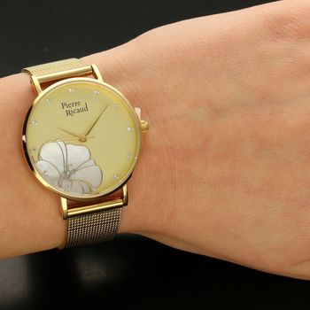 Zegarek damski złoty na bransolecie Pierre Ricaud ' Perłowy kwiat' P22107 (5).jpg