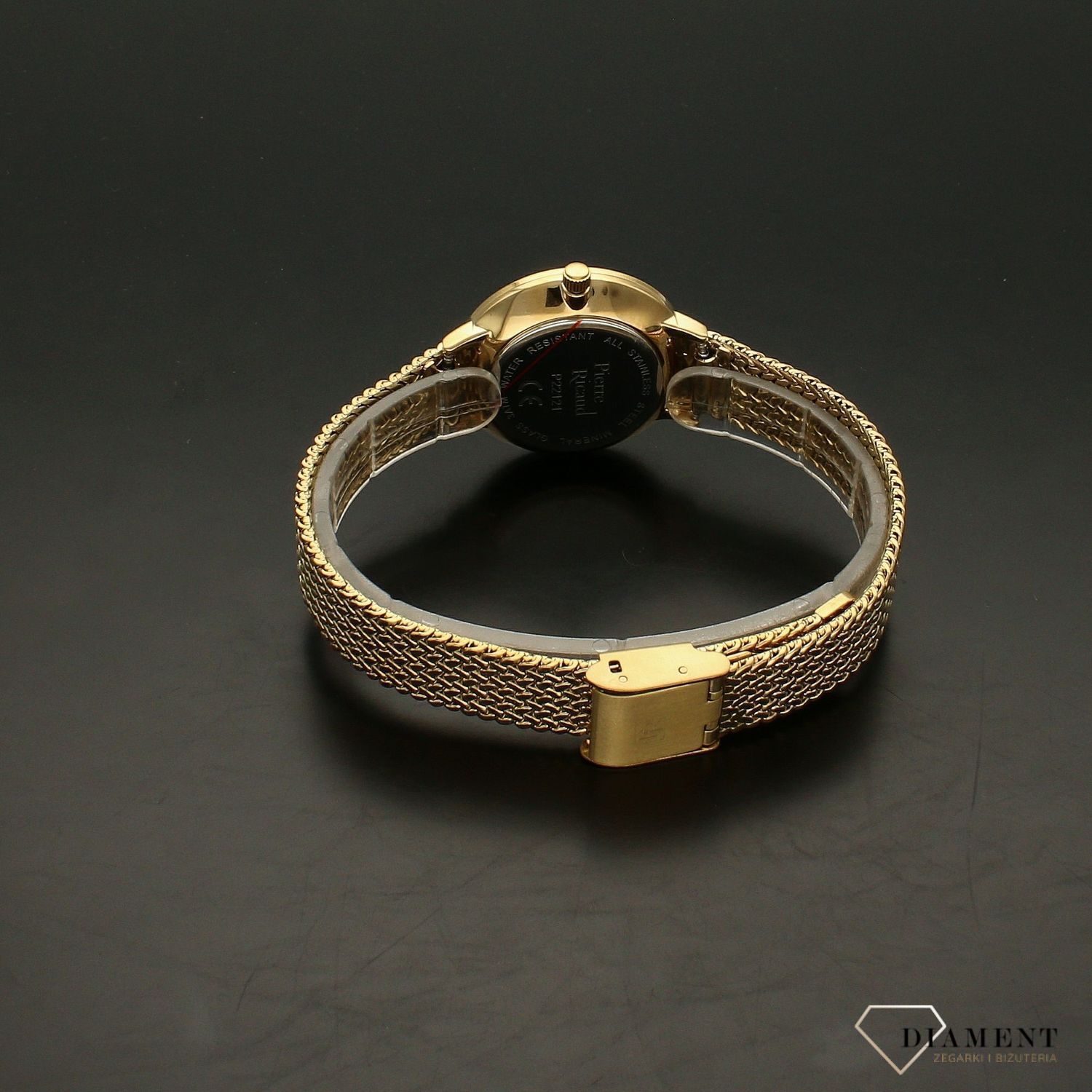 Zegarek damski Pierre Ricaud P22121.1113Q na złotej bransolecie wykonany ze stali szlachetnej z mechanizmem kwarcowym, zasilanym za pomocą baterii..webp