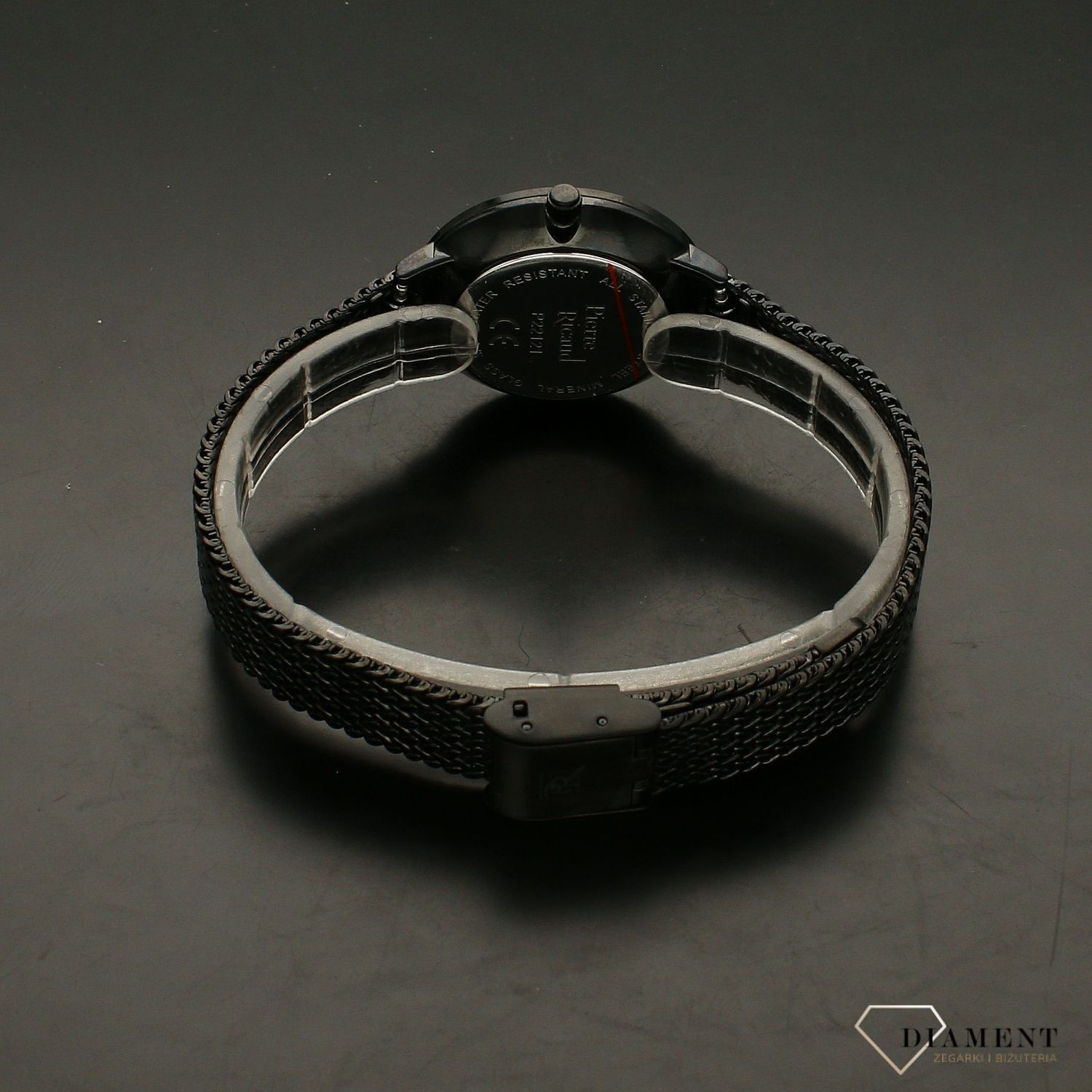 Zegarek damski Pierre Ricaud P22121.B114Q na czarnej bransolecie wykonany ze stali szlachetnej z mechanizmem kwarcowym, zasilanym za pomocą baterii.webp