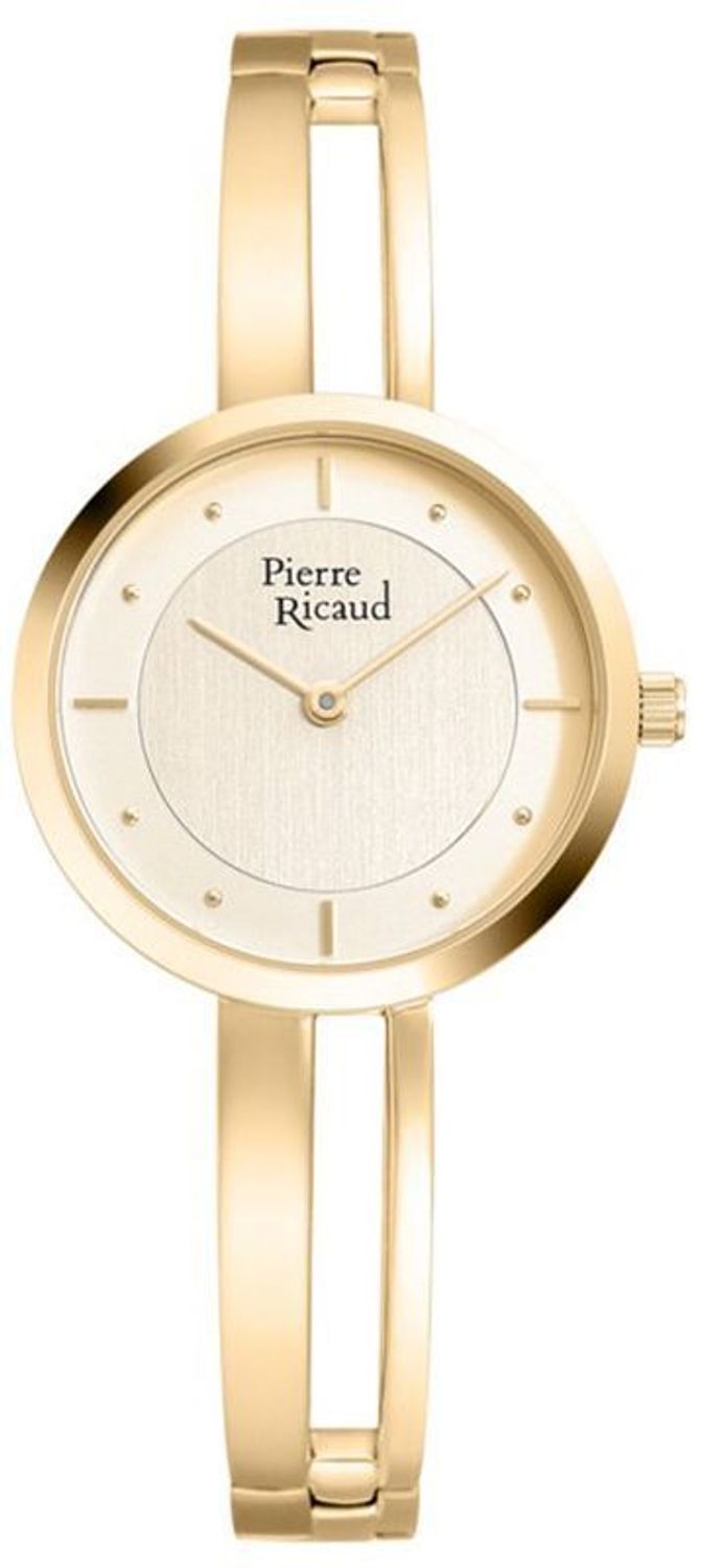 Zegarek damski na bransolecie biżuteryjny złoty Pierre Ricaud P22124.1191Q. Zegarek na sztywnej bransoletce . Złoty zegarek na prezent. Zegarek ozdobny. Tani zegarek..jpg