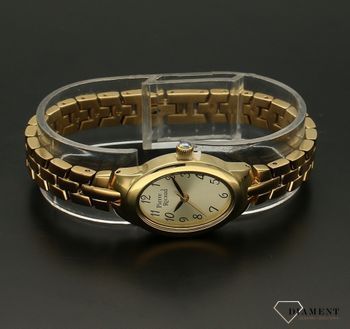 Zegarek damski na bransoletce klasyczny złoty Pierre Ricaud P22148.1121Q. Zegarek wyposażony w szkło mineralne. Tarcza zegarka w kolorze złotym z czarnymi cyframi zapewnia przejrzysty i nowoczesny wygląd. Idealny klasyczny ze (1).jpg