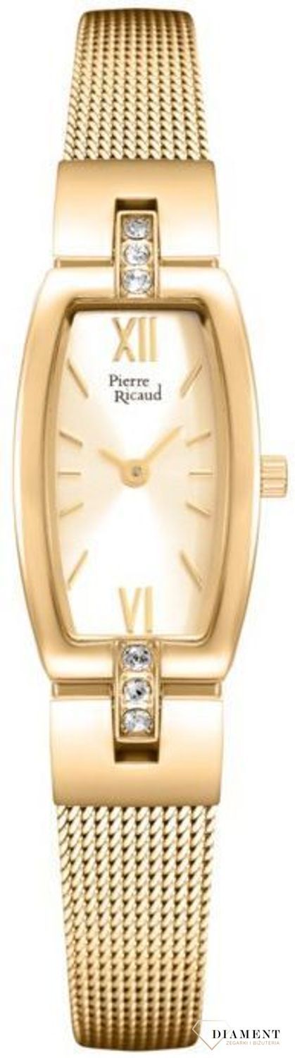 Zegarek damski na bransoletce klasyczny złoty Pierre Ricaud prostokątny P22150.1161Q. Damski zegarek złoty. Zegarek w prostokącie. Biżuteryjny zegarek. Tani zegarek na prezent..jpg