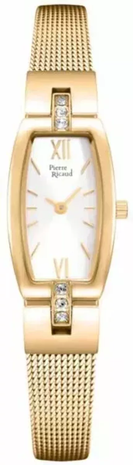 Zegarek damski Pierre Ricaud P22150.1163Q na złotej bransolecie wykonany ze stali szlachetnej z mechanizmem kwarcowym, zasilanym za pomocą baterii.webp