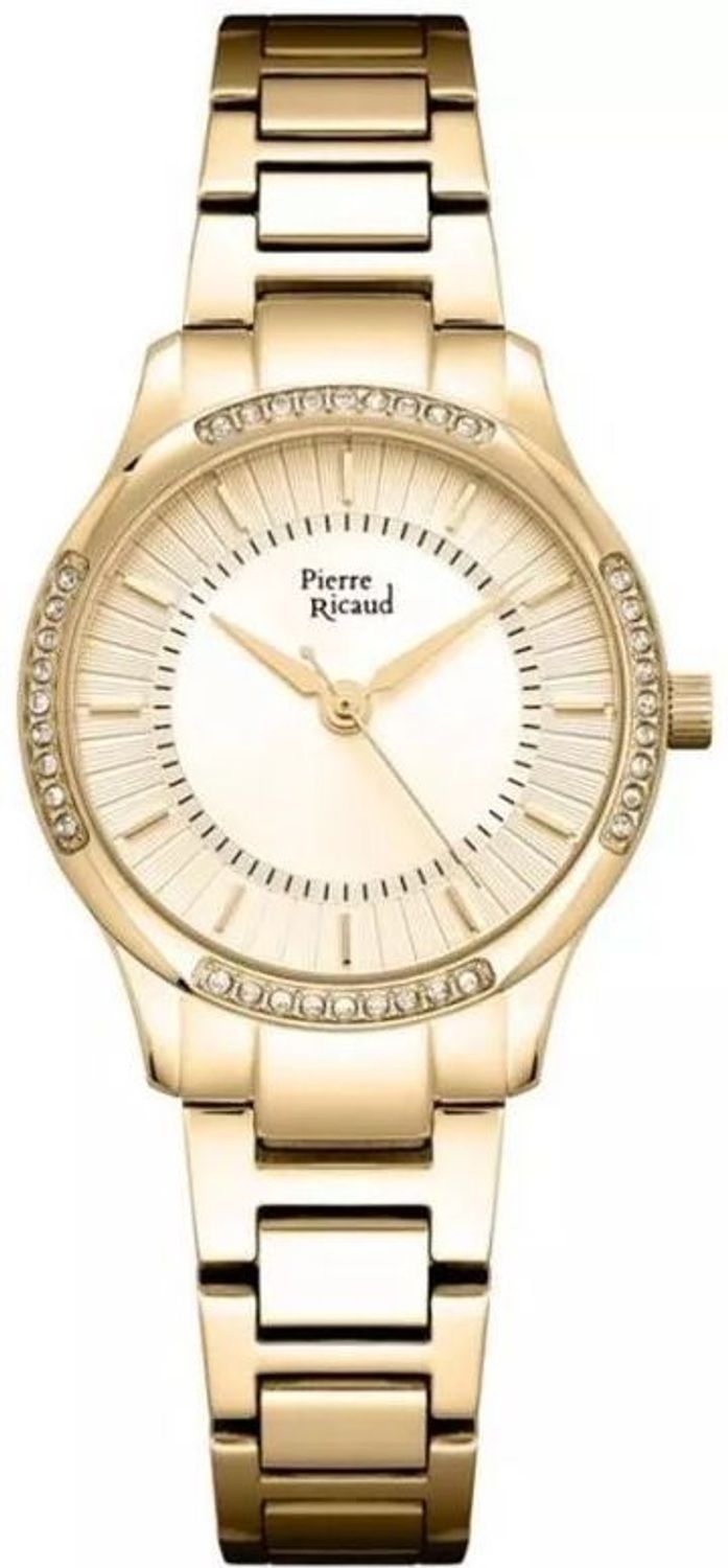 Damski zegarek Pierre Ricaud Classic P22162.1111QZ z mechanizmem Citizen Miyota 2035, złotą kopertą i bransoletą, złotą tarczą, szkłem mineralnym i wodoszczelnością 3 ATM1.jpg