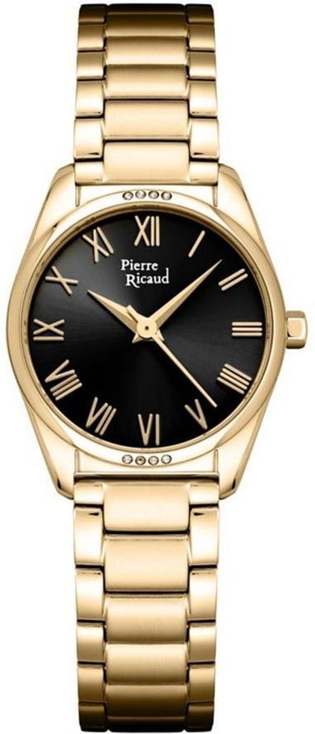Damski zegarek Pierre Ricaud P22163.1134Q Classic z mechanizmem kwarcowym, złotą kopertą i bransoletą PVD, czarną tarczą, szkłem mineralnym i wodoszczelnością 3 ATM. Elegancja i trwałość 1.jpg