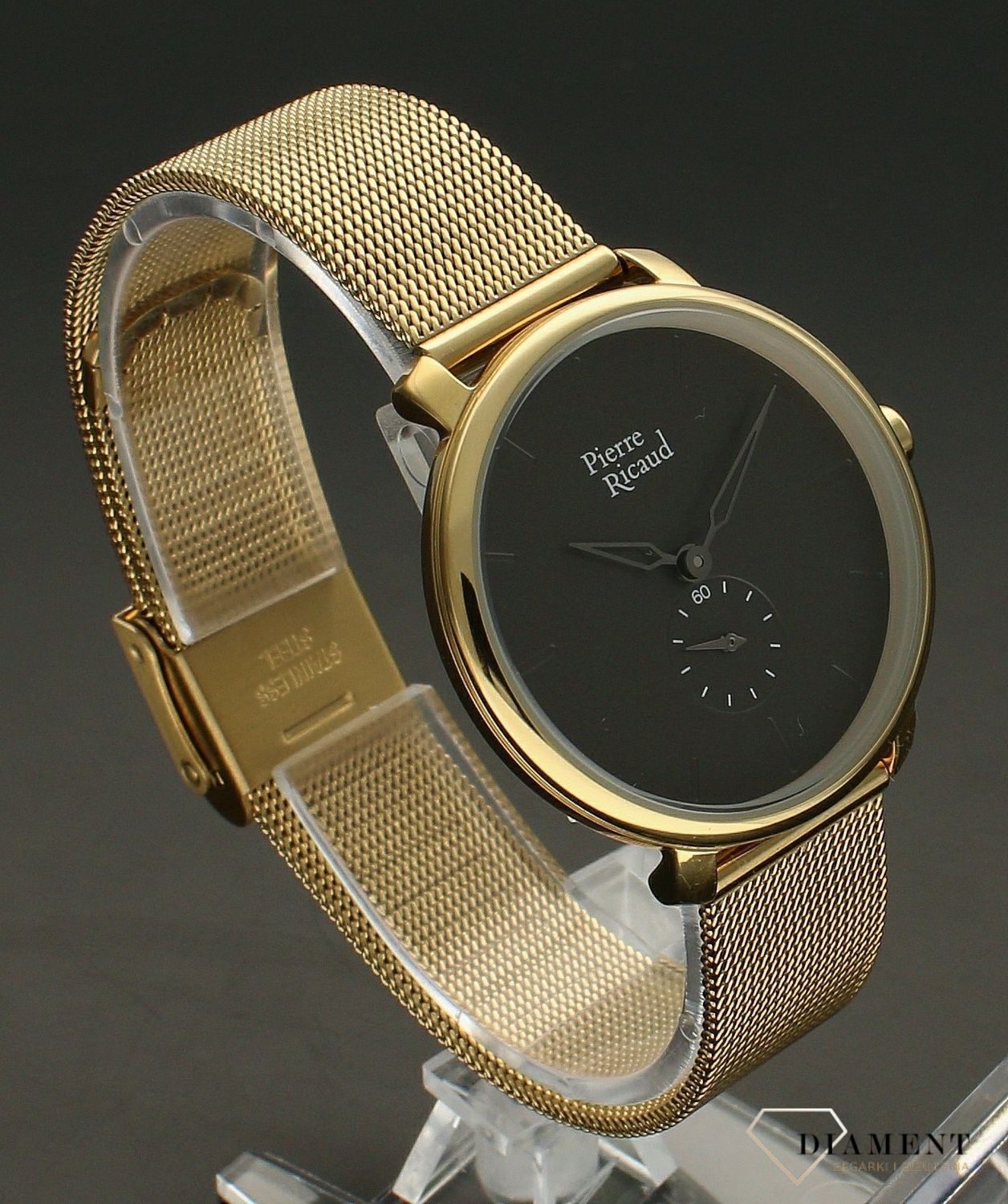 Zegarek złoty damski na bransoletce Pierre Ricaud Grafitowe marzenie P22168.1116Q. Klasyczny zegarek. Prosty zegarek. Doskonały zegarek na prezent dla kobiety. Kobiecy zegarek..jpg
