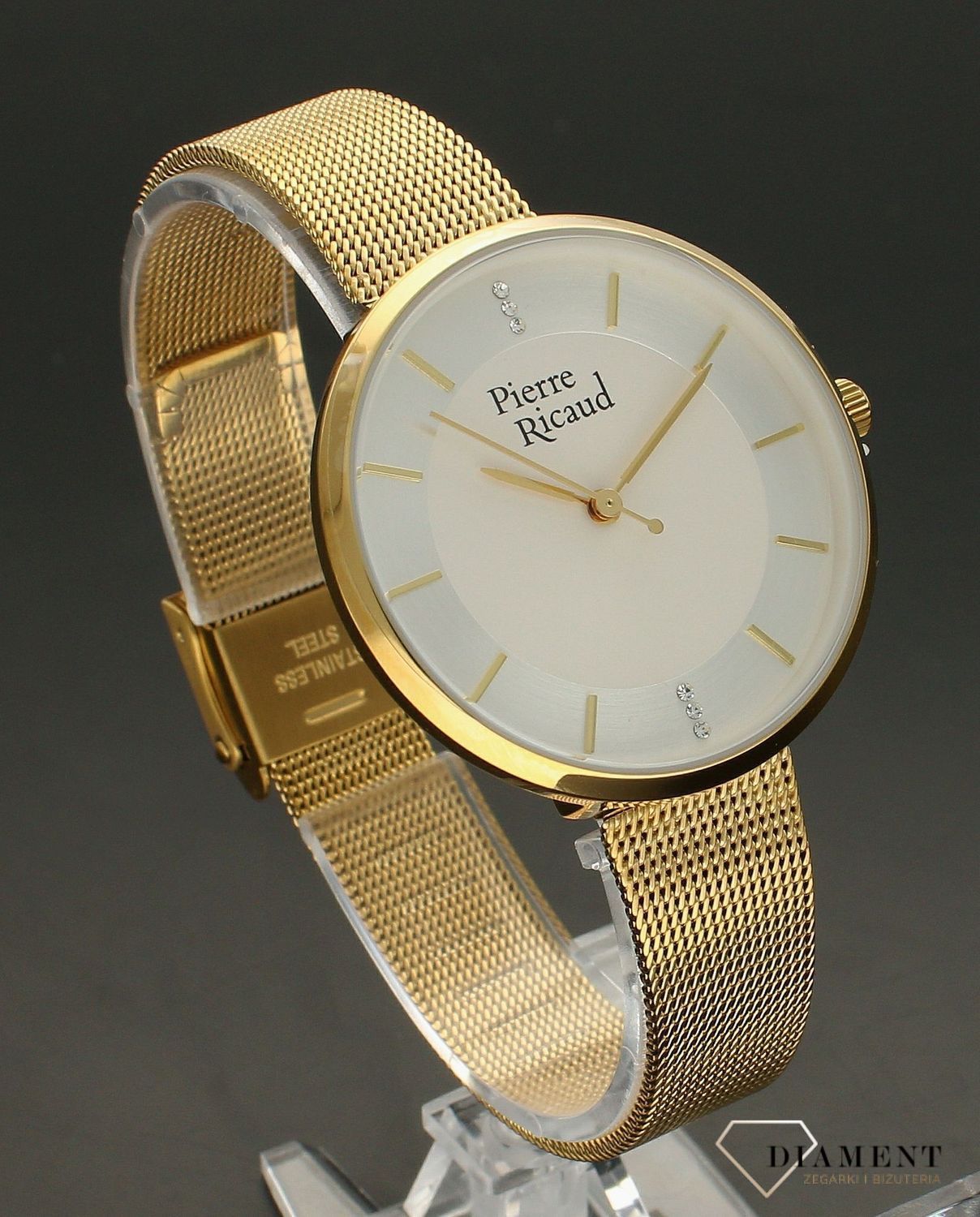 Zegarek damski na złotej bransolecie ze srebrną tarczą Adriatica P23006.1113Q.webp