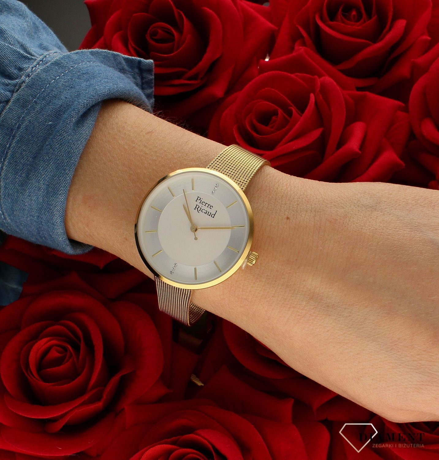 Zegarek damski na złotej bransolecie ze srebrną tarczą Adriatica P23006.1113Q.webp