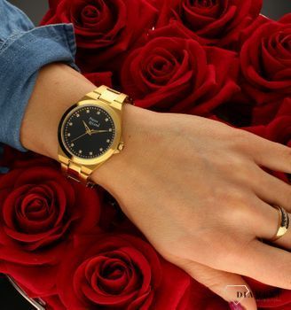 Zegarek damski na złotej bransolecie z czarną tarczą Pierre Ricaud P23009 (4).jpg