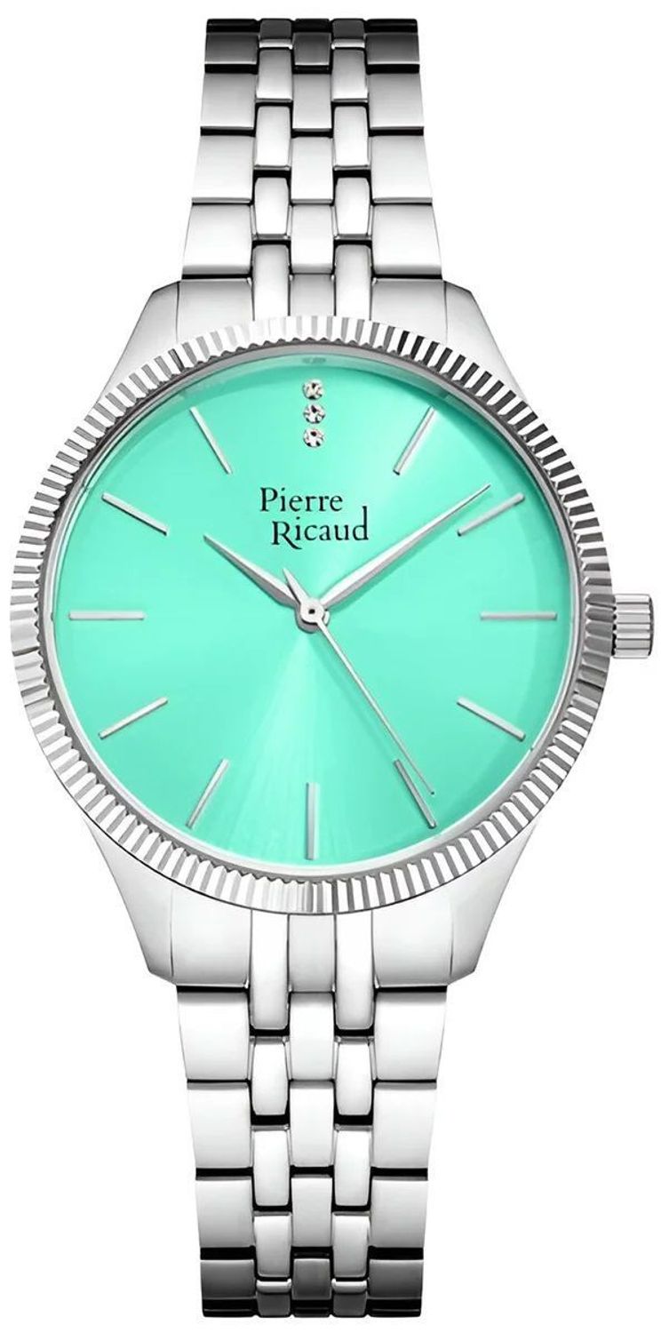 Zegarek damski Pierre Ricaud P23010.511TQ. Zegarek damski na bransolecie. Zegarek Pierre Ricaud z miętową tarczą. Zegarek stalowy damski Tiffany Blue. Zegarek damski na bransolecie Pierre Ricaud na prezent (4).jpg