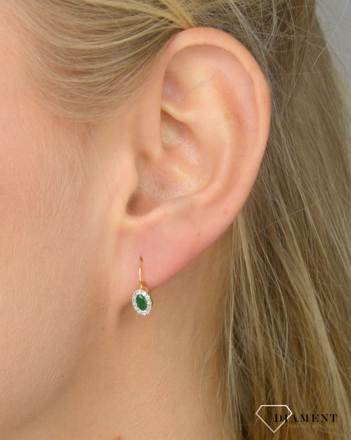 Zawieszka złota DIAMENT szmaragd, diamenty P2801Szm.jpg