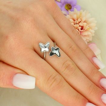 Srebrny pierścionek damski Swarovski® AG 925 regulowany – kryształy P2854CSN motyle.jpg