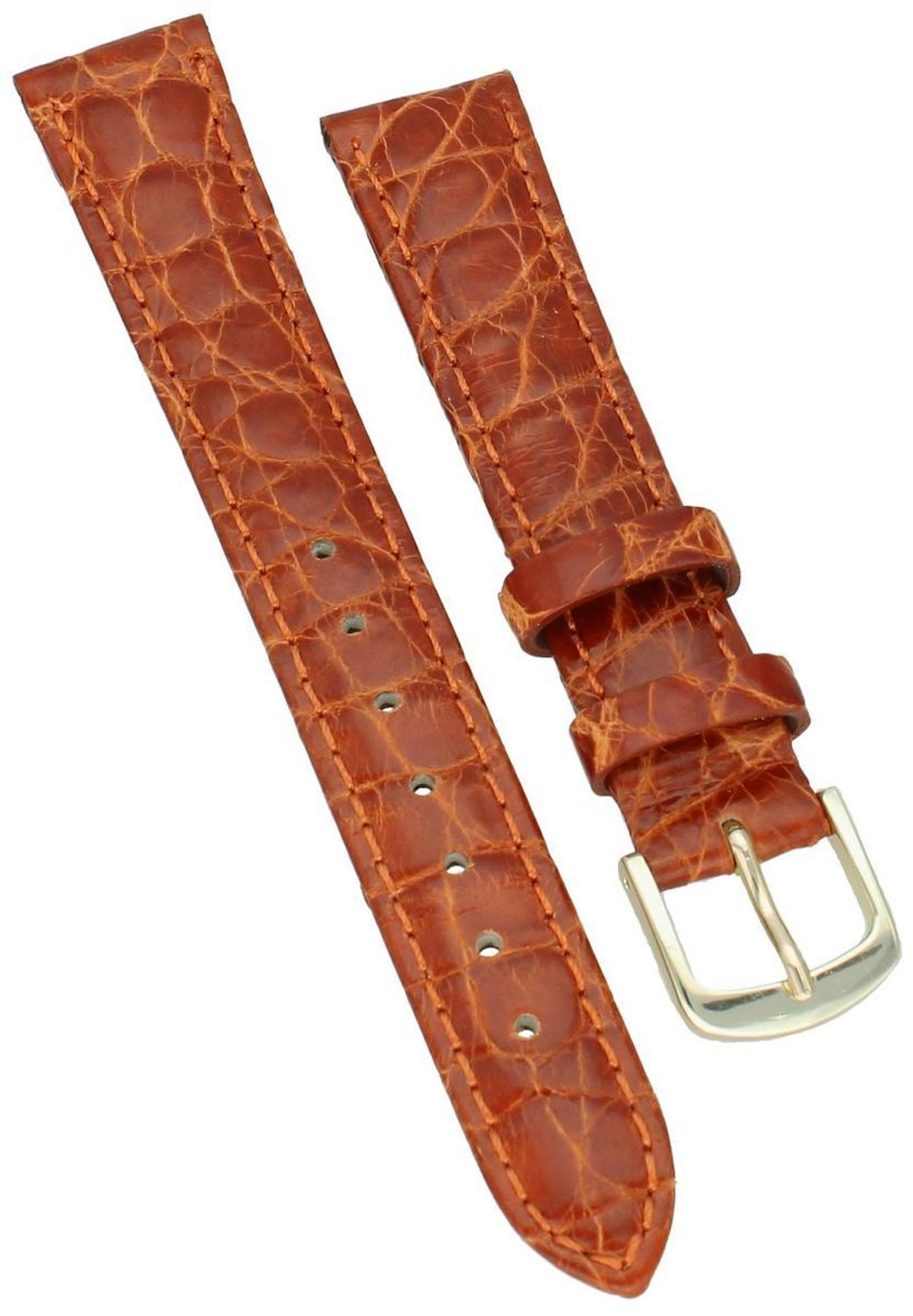 Elegancki pasek do zegarka z wysokiej jakości skóry krokodyla, model P332.3.16, szerokość mocowania 16 mm, długość 85111 mm, stalowa sprzączka w złotym kolorze. Idealny do zegarków premium.1.jpg