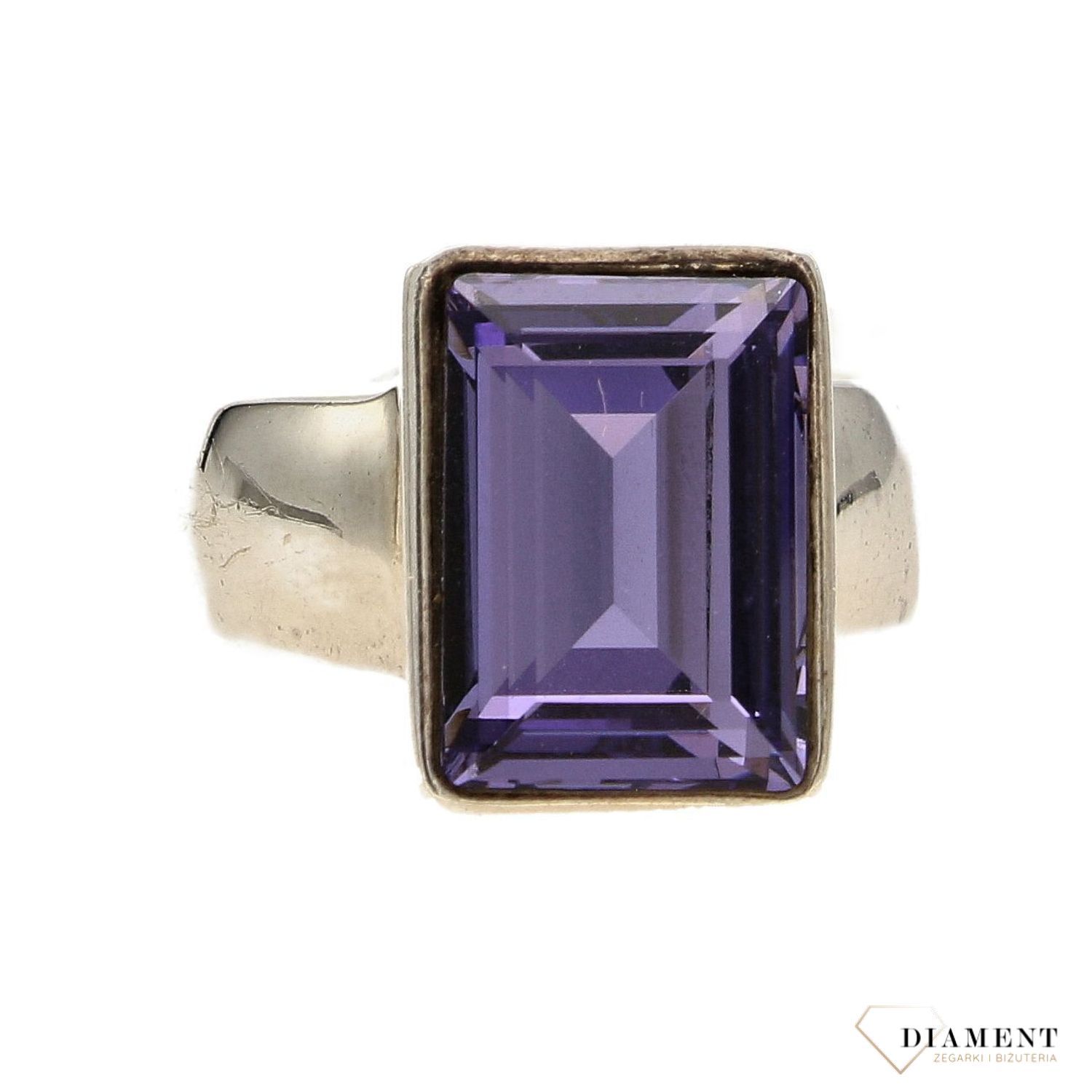Pierścionek Swarovski Elements Srebrny 925 'Fioletowy kryształ' P4527.jpg
